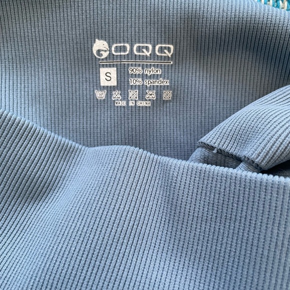 Turquoise Blue Ribbed Workout Set - Picture 4 of 7